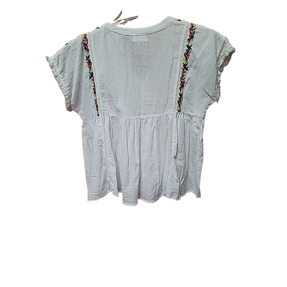 THML Women's Crop Top Cap Sleeve Embroidered XS Peasant Boho Festival Hippie Y2K - Picture 4 of 8